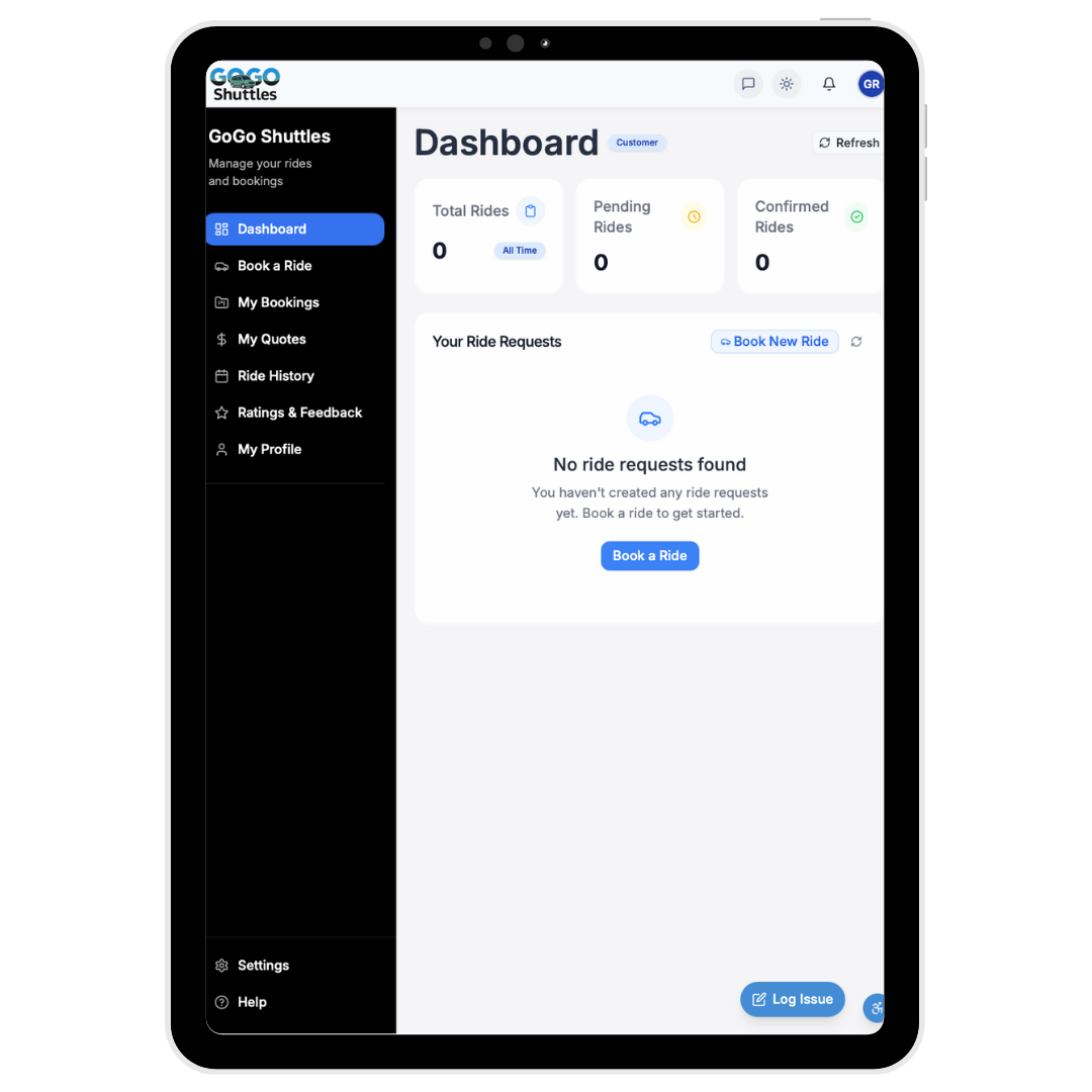 GoGo Shuttles Dashboard Interface